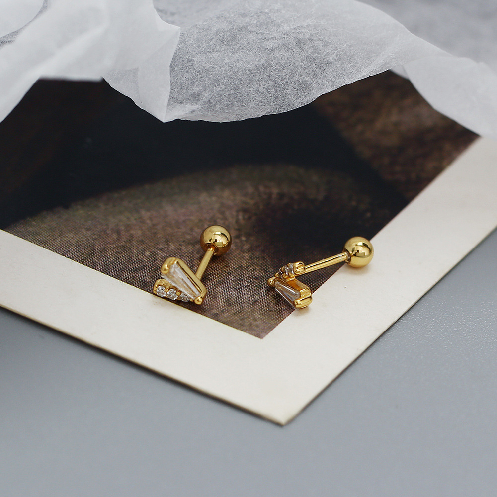 Letter Pattern Women's Gender 1 Pair 925 Sterling Silver Zircon Letter Ear Studs