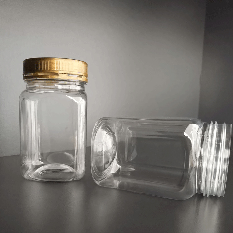 PET food packaging bottle honey bottle 400ml transparent food sealed jar T1-1 square plastic bottle