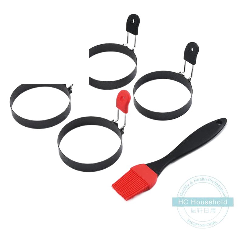 Fábrica al por mayor anillo de tortilla de silicona cocina de acero inoxidable molde de tortilla traje hogar cepillo de aceite de silicona