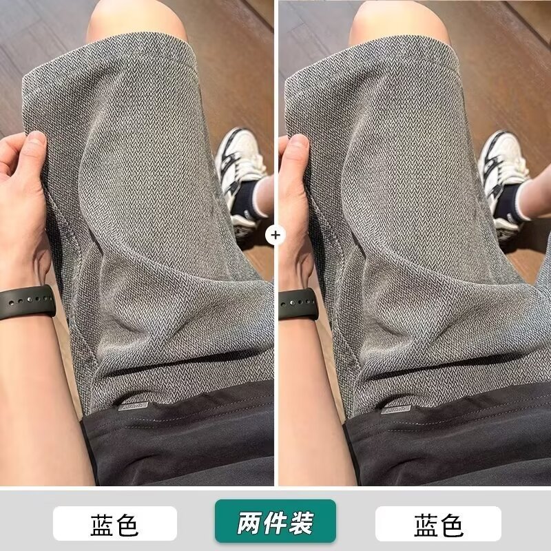 Pantalones casuales cortos de mezclilla de moda lavados, pantalones delgados de verano para hombres, pantalones deportivos rectos de todo fósforo de la calle americana, pantalones de cinco puntos