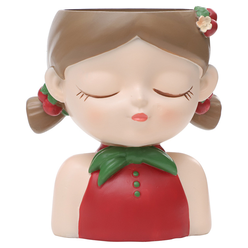 Chậu cây hình cô gái resin, chậu mọng nước mini, trang trí sân vườn, ban công và bàn làm việc (RG-238)