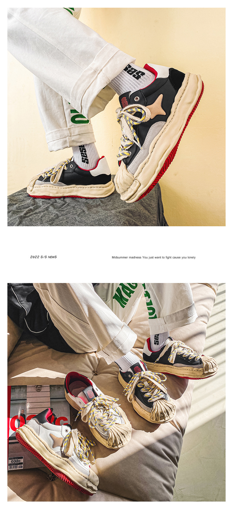 Neues Nischendesign: Sanyuan Kangyu Shell Head Dissolved Koreanische Sport- und Freizeit-Schnürschuhe mit dicker Sohle für Herren_voghion.com