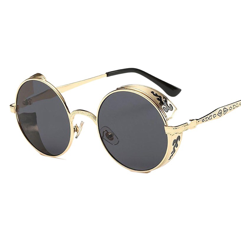Gafas de Sol Retro Redondas al por Mayor de Fábrica, Gafas de Príncipe con Patrón Grabado, Gafas de Sol Reflectantes 881, Venta Directa