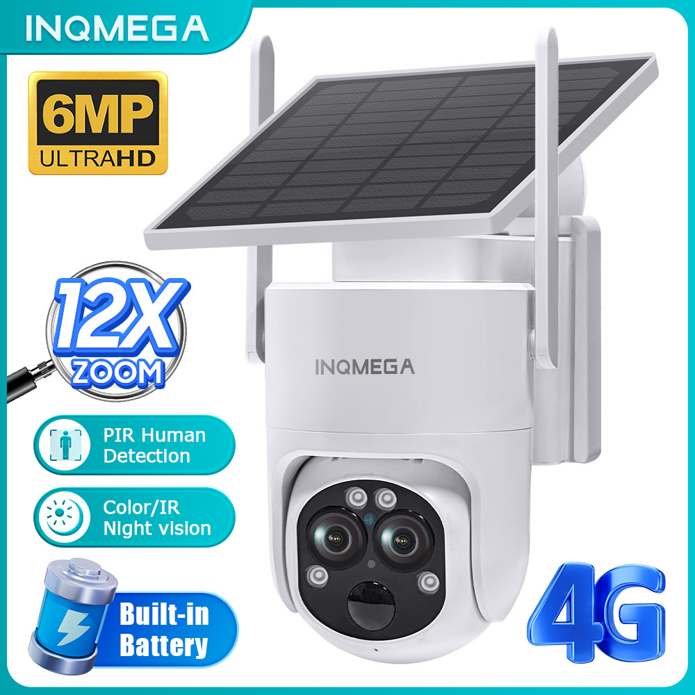 跨境私模4G太阳能摄像头12倍变焦监控600万高清全彩户外专用