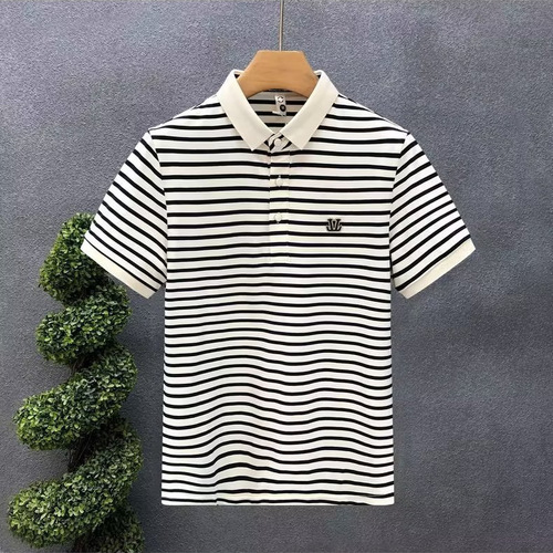 Fashion Striped Short-Sleeve T-Shirt Polo Under Shirt Men's Casual Half-Sleeve Men's T-Shirt Top