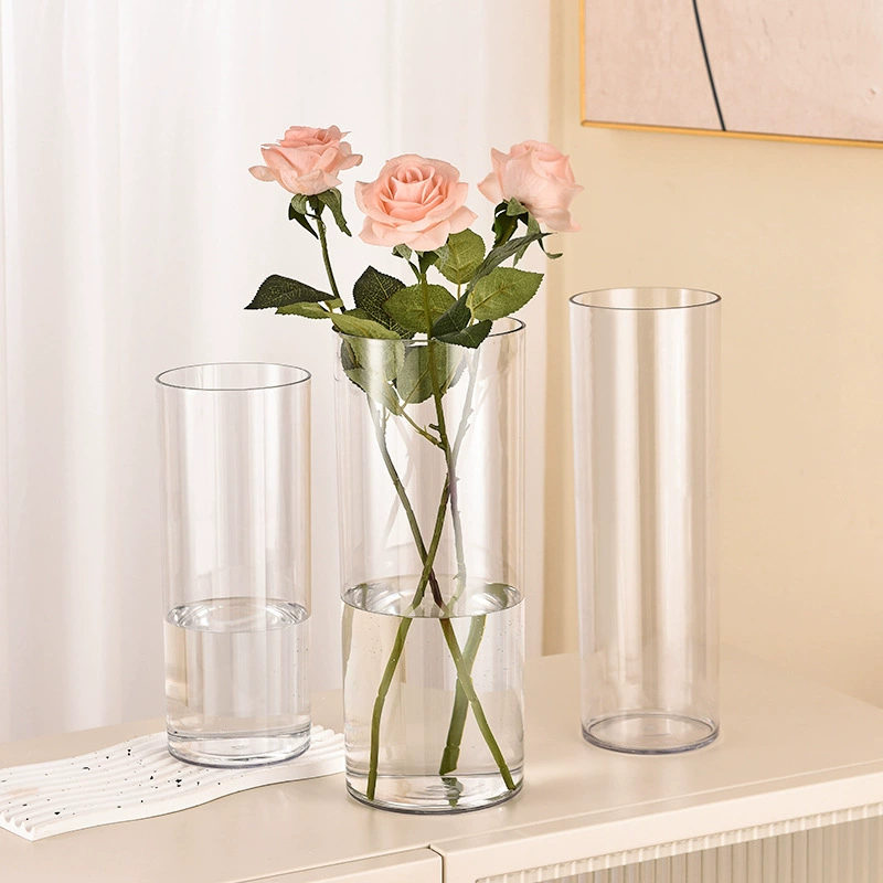 High-transparent simulation glass plastic vase, food-grade hydroponic plant container, multiple sizes