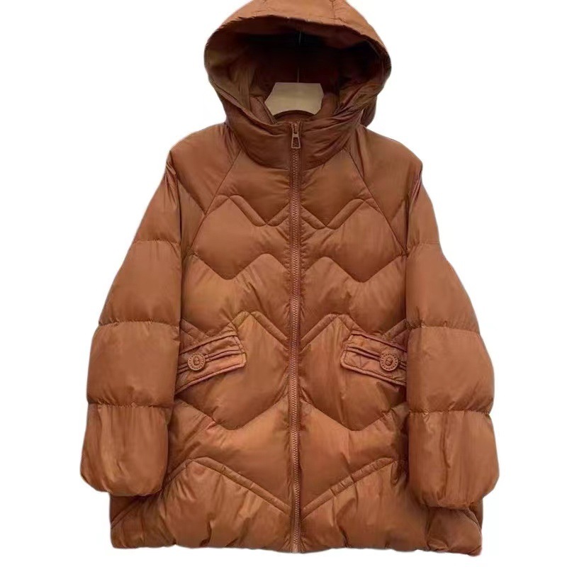 高級軽量ダウンジャケット レディース 2025年冬新作 ミドル丈 おしゃれ ゆったり 着痩せ効果 ホワイトダックダウン 太め体型向け 大きいサイズ