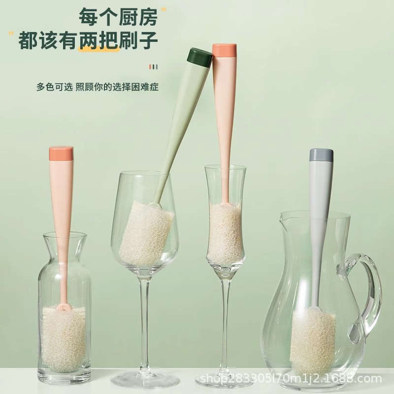 Taza de pulpa de lufa, taza de lavado, artefacto, taza de agua, mango largo, cepillo pequeño para lavar el biberón, sin callejones sin salida, esponja para eliminar las manchas de té