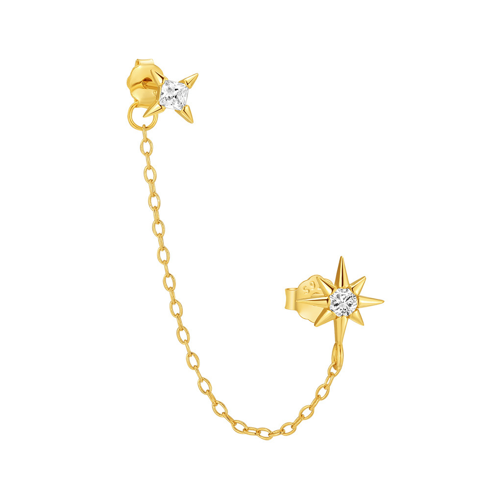 Chain, Inlay Design 1 Piece 925 Sterling Silver Zircon Star Butterfly Ear Studs