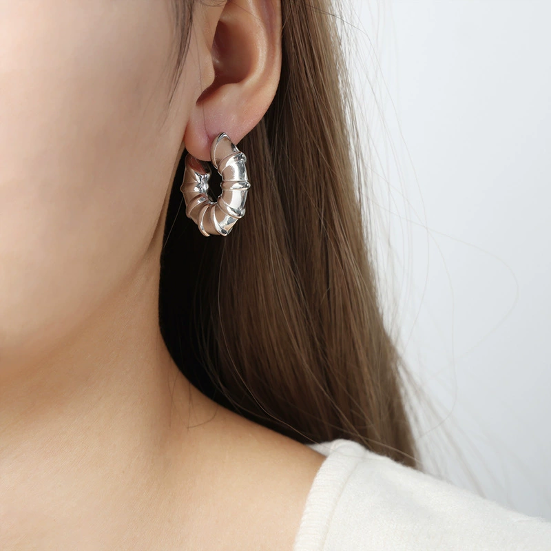 Ретро серьги из бамбука из нержавеющей стали, аксессуар, образец 750 золото, не темнеет