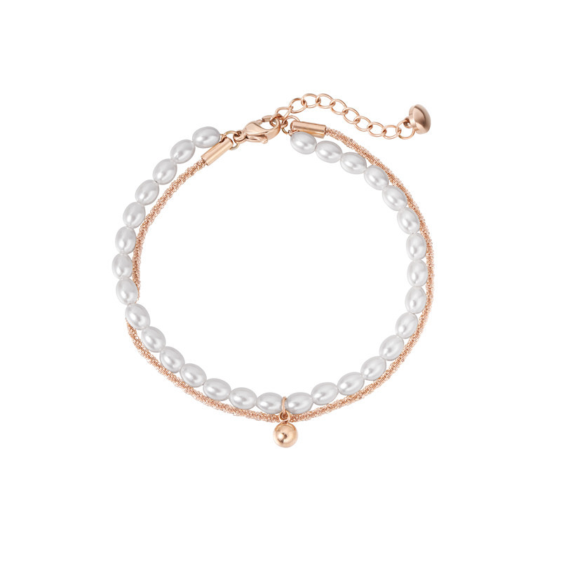 20g Weight Artificial Pearls, Titanium Steel Pendant Material Bracelets Classification Artificial Pearls, Titanium Steel Chain Material Elegant Geometric Artificial Pearl Titanium Steel Wholesale Bracelets
