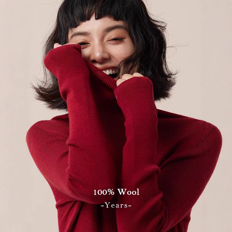 Heartwarming and Thickened | Australian Merino Wool Seamless Turtleneck Base Layer Warm Knit Sweater, Versatile for Winter, Inner Wear for Women