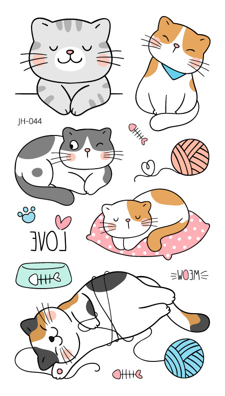 Protección del medio ambiente a prueba de agua sudor desechable lindo gato divertido tatuaje pegatinas cicatriz personalizada cubriendo fresco hombres y mujeres tatuaje