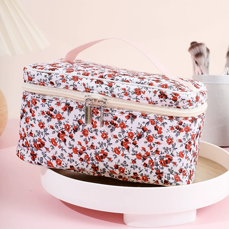 Handheld Capacious Cosmetic Bag (Capacious), Floral Print, 20×12×12 cm, High-Quality Storage