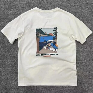 Hot American Mountain Graffiti Printed Short Sleeved Men's a