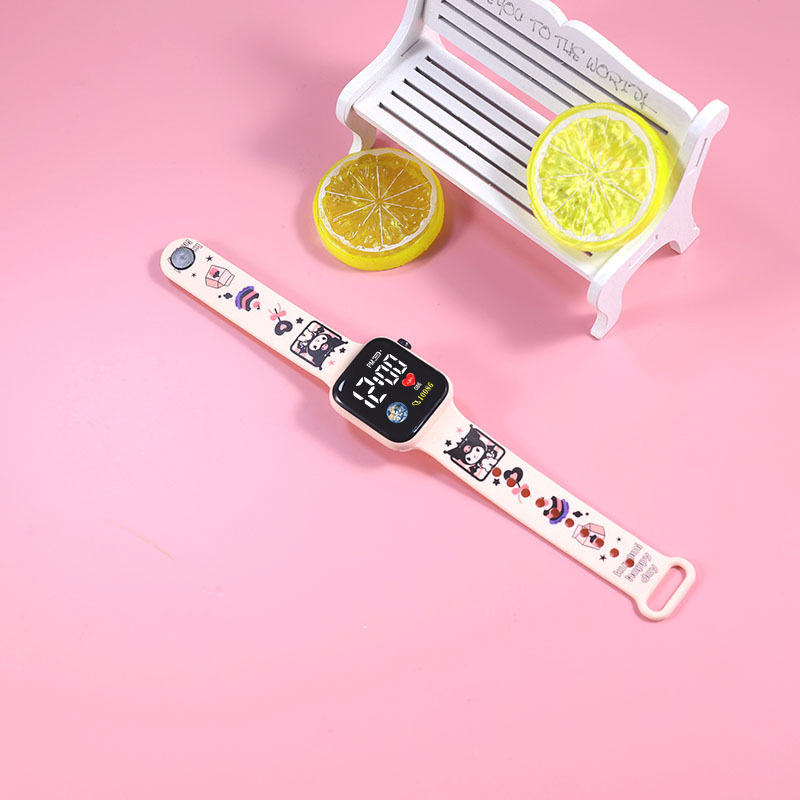 Comercio exterior cool color dibujos animados LED relojes electrónicos de moda lindos cuadráticos parejas estudiantes relojes de botón en stock