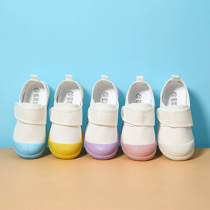Детская обувь на холсте Весенний и осенний мальчик девочка детский сад маленькая белая обувь комнатная дышащая нескользящая танцевальная гимнастическая обувь