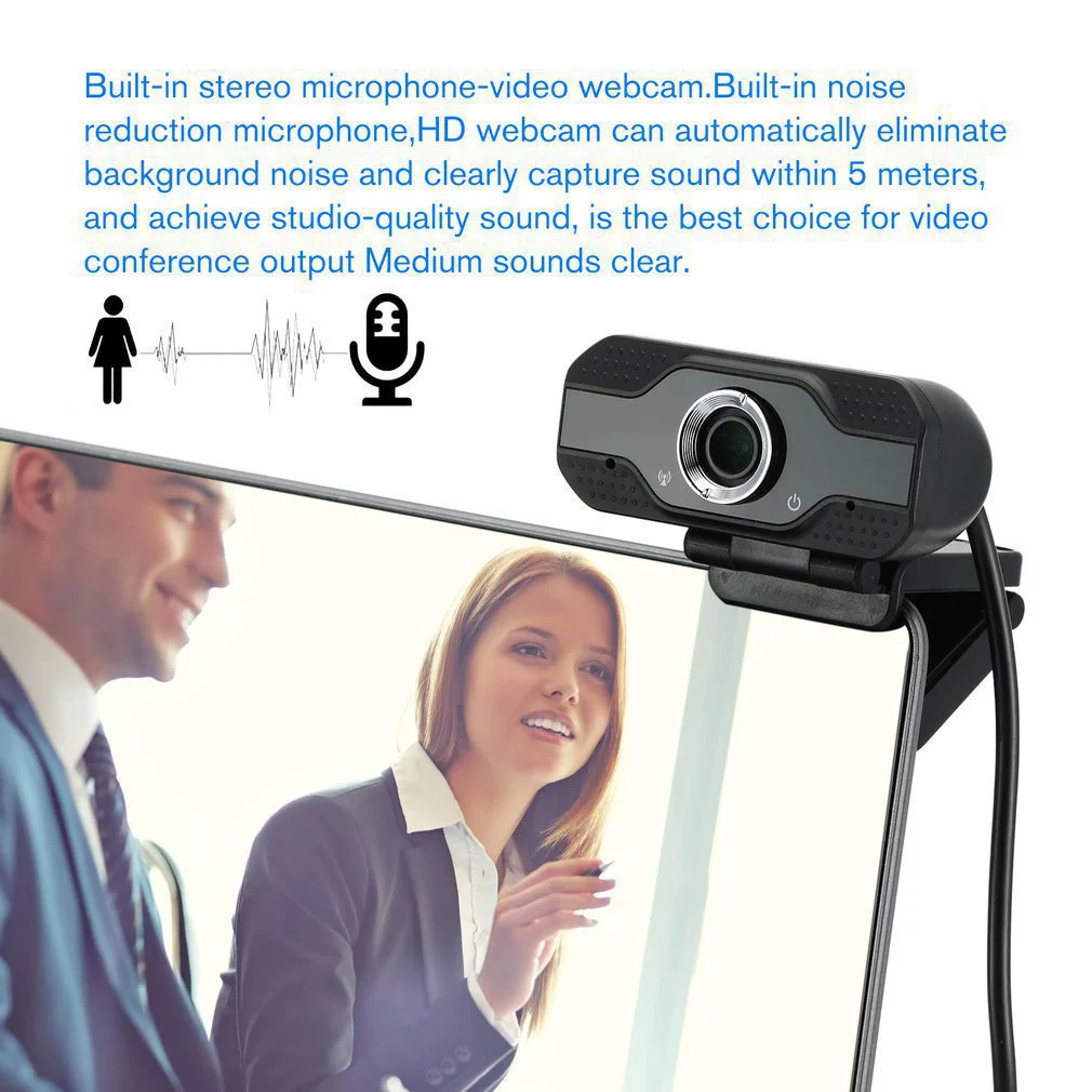 Neutral HD 1080P USB веб-камера для видеозвонков и встреч, plug & play, черная, компактные размеры 7.53x5.34x5.25 см