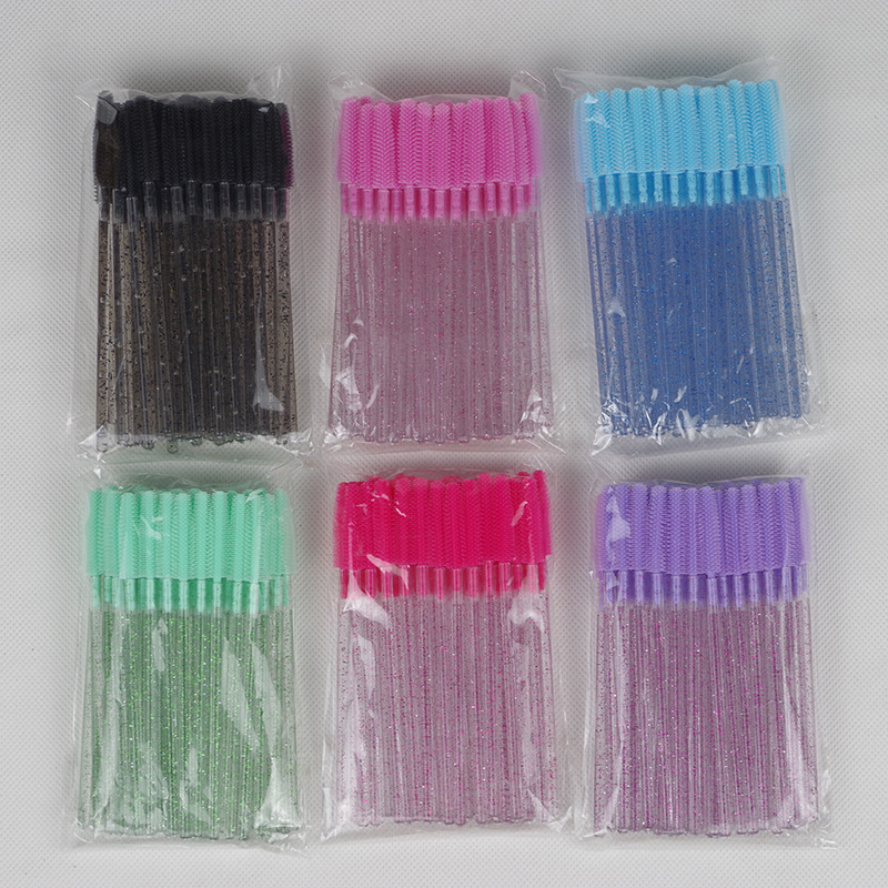 Foreign Trade Crystal Rod Silicone Eyelash Brush Eyebrow Brush Scallion Powder Makeup Mini Eyelash Comb Colorful Eyelash Curler