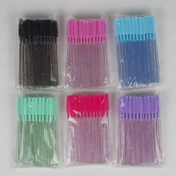 Foreign Trade Crystal Rod Silicone Eyelash Brush Eyebrow Brush Scallion Powder Makeup Mini Eyelash Comb Colorful Eyelash Curler