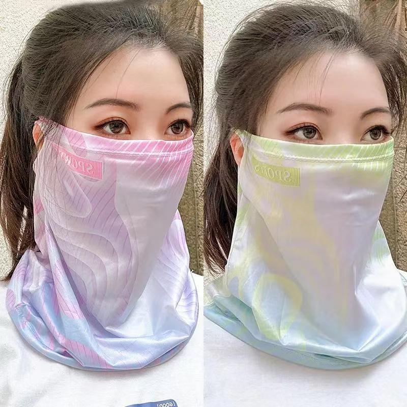 Máscara de protección solar de seda de hielo para hombres y mujeres, babero colgante, protector de cuello, máscara facial, velo de verano, transpirable y versátil