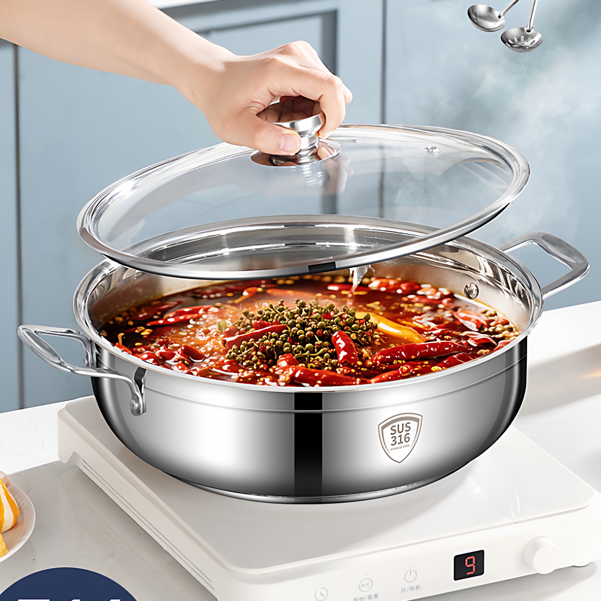 批发316不锈钢火锅家用食品级加厚汤锅燃气灶电磁炉涮锅不粘煮汤