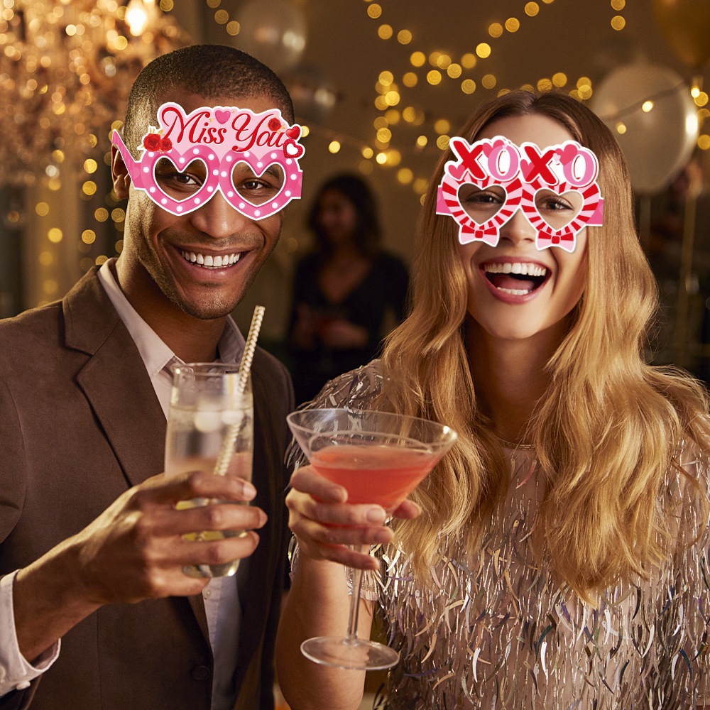 Nueva decoración de fiesta de San Valentín gafas de papel propuesta de boda atmósfera decoración extraña gafas accesorios de fotografía