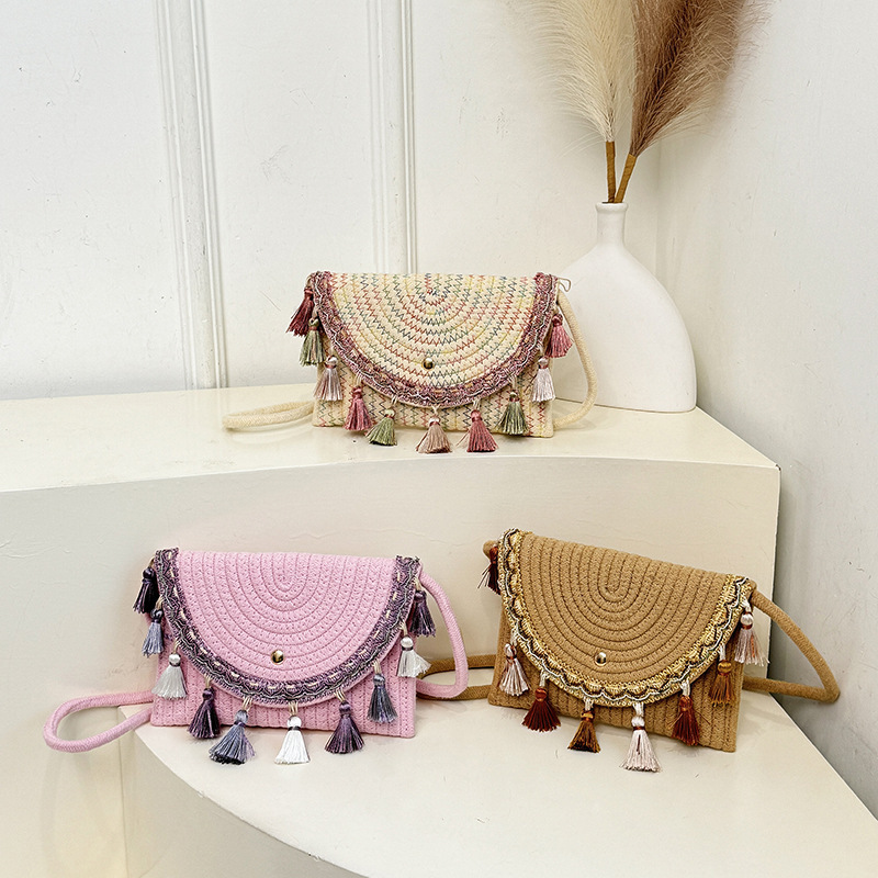 Ethnic Style Tassel Straw Bag 2026 New Envelope Women's Bag Fashionable Bohemian Style Shoulder Crossbody Bag Ethnic Style Tassel Straw Bag 2026 New Envelope Women's Bag Fashionable Bohemian Style Shoulder Crossbody Bag