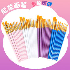 Cross-border hot sale 10 pieces plastic blue oil paint brush set children's painting watercolor hand-painted art oil painting brush