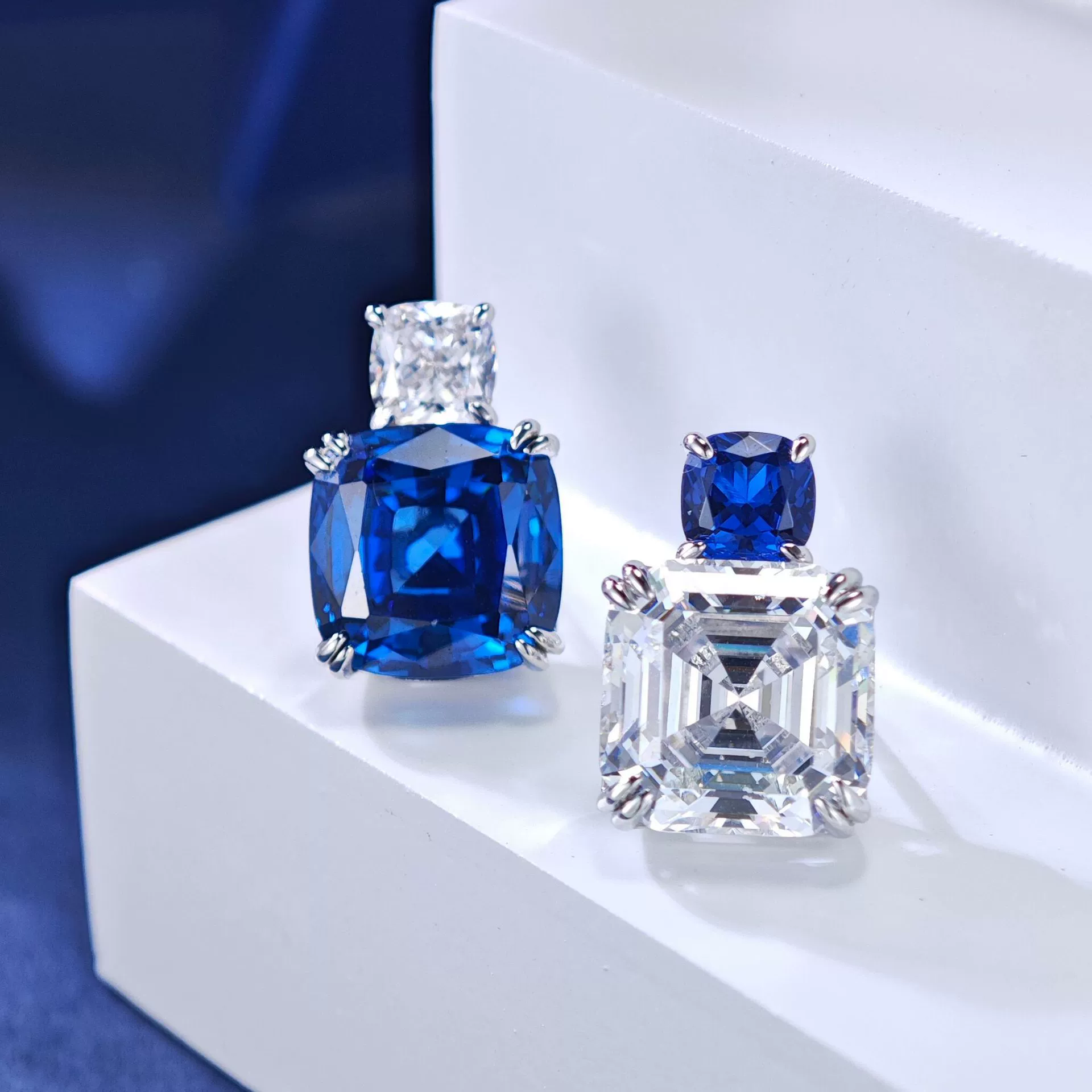 2024 новая модель AB сине-белые серьги женский s925 стерлинговое серебро мода универсальный геометрически высокоуглеродистый бриллиант серьги оптом