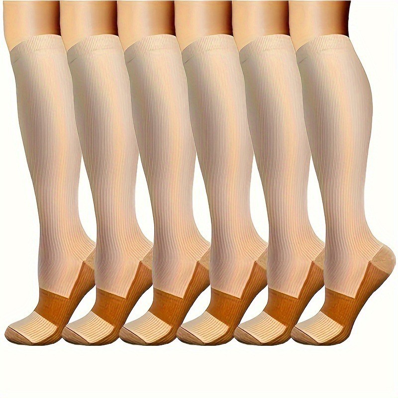 Juego de 6 pares de calcetines deportivos de compresión transfronterizos para fitness, calcetines largos de compresión para pantorrillas para hombres y mujeres, calcetines de compresión elásticos. image 58