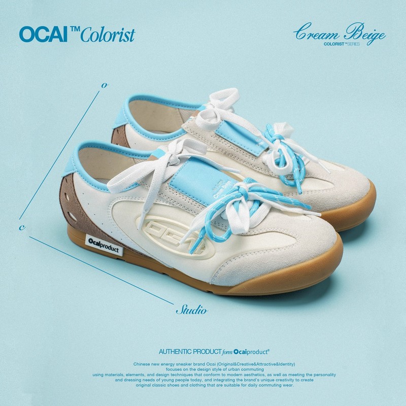 Ocai Colorist ホワイトトレーニングシューズ、ファッショナブルでハイエンドのコントラストカラーデザイン、通勤カジュアルフラットシューズ|undefined