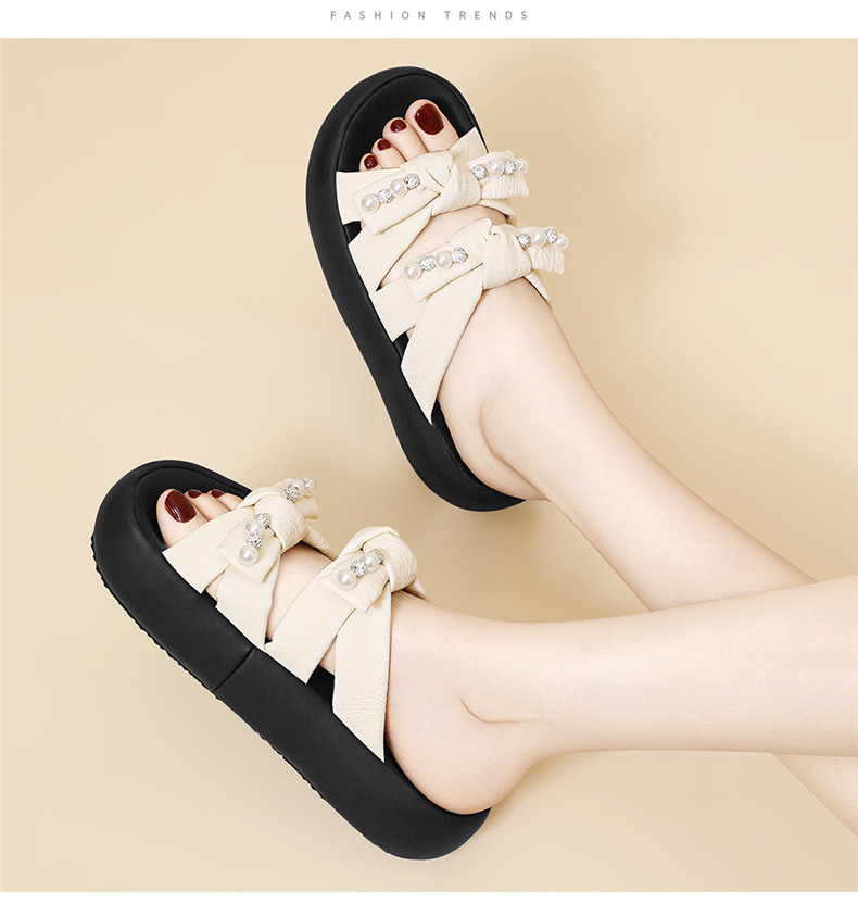 Dép sandal nữ quai chữ V đế dày phong cách Hàn Quốc đính ngọc trai nhỏ — 7228 màu be, 7228 màu vàng chi tiết 13