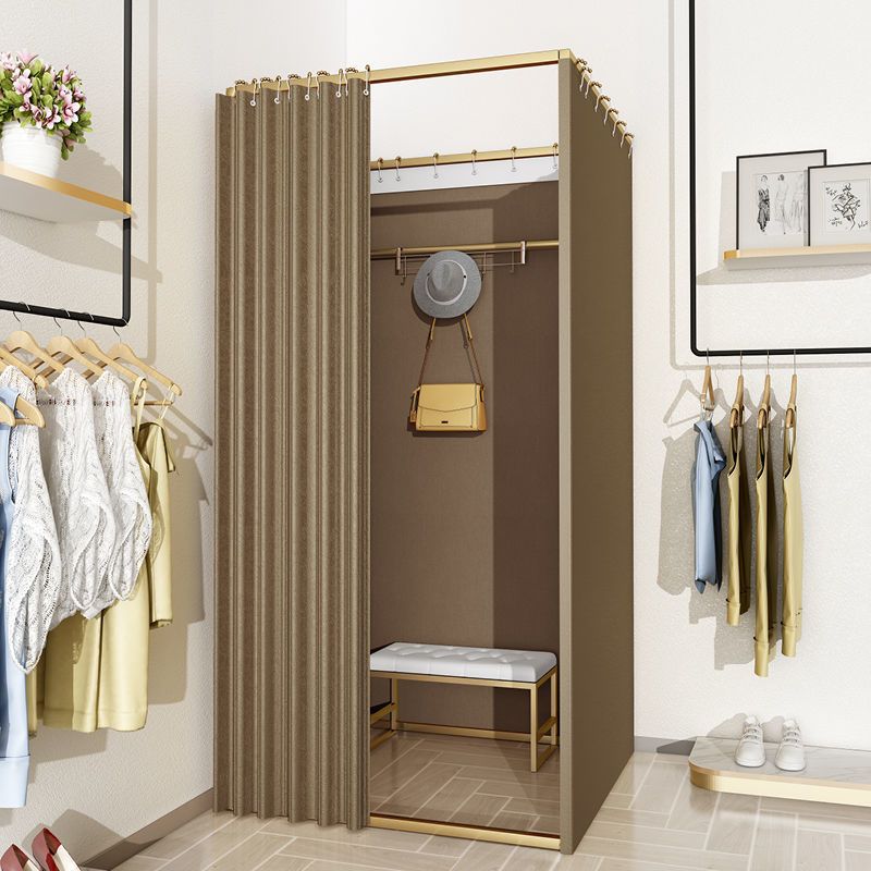 Tienda de ropa, centro comercial, vestuario de ensamblaje, sala de prueba móvil simple, cortina de puerta, piso, estante de exhibición portátil, vestuario