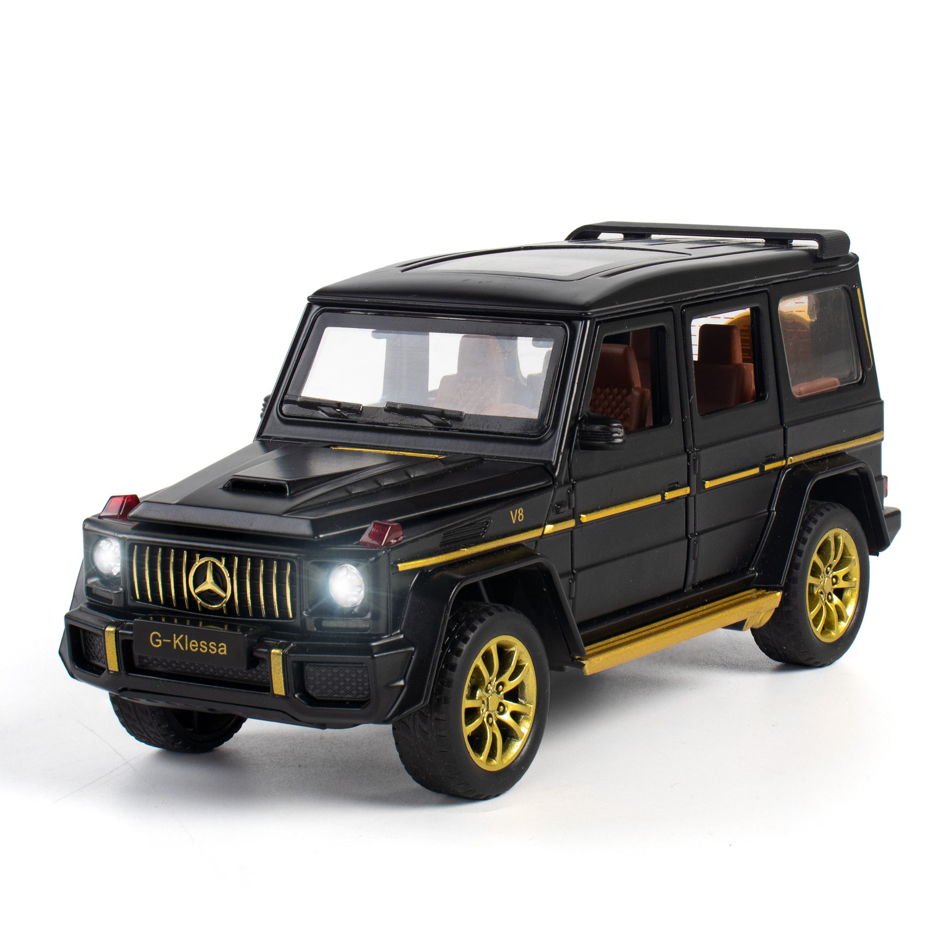 Aleación de coche 1:32AMG Big Ben G63 modelo de vehículo todoterreno Tire hacia atrás sonido y luz niño modelo de coche de juguete adornos
