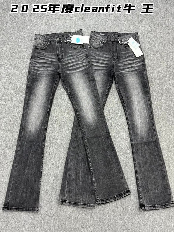 American High Street Vibe Washed Black Micro-Flared Jeans Straight Slim Fit Drapey Pants Trendy Men and Women