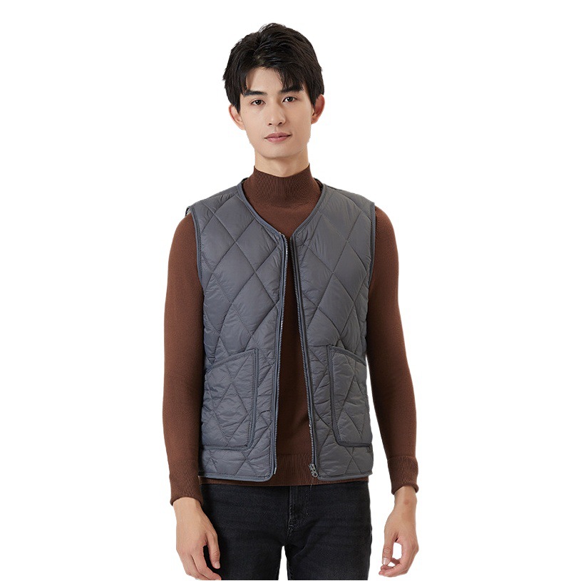 男性の新しい秋冬にベルベットの保温ファスナーを大きくして、馬甲の外にポケットを着ている男性のダイヤモンドの短い馬甲2402