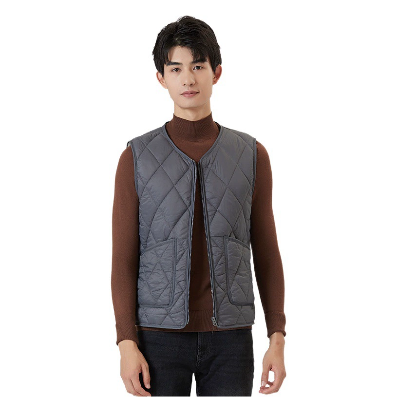 Мужской новый осенне-зимний теплый жилет на молнии на флисовой подкладке, очень большой жилет с внешним карманом, мужской короткий жилет с бриллиантами 2402