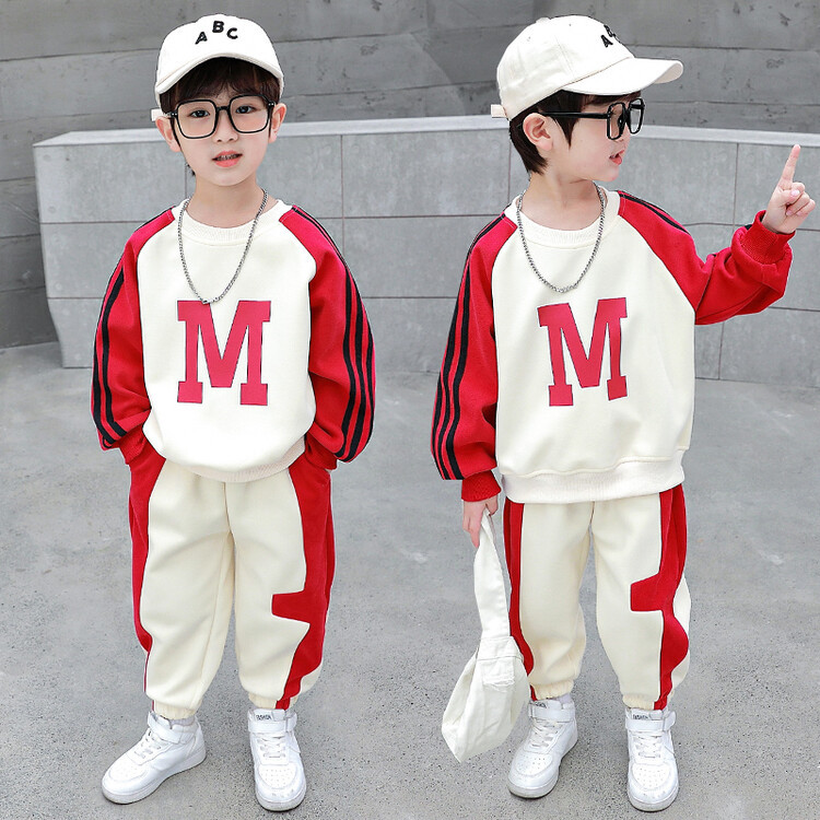 Zweiteiliges Set für Jungen, M, Herbst, Freizeit, Sport, Frühlingsmode, hübsche modische Kleidung für mittlere und junge Kinder_voghion.com
