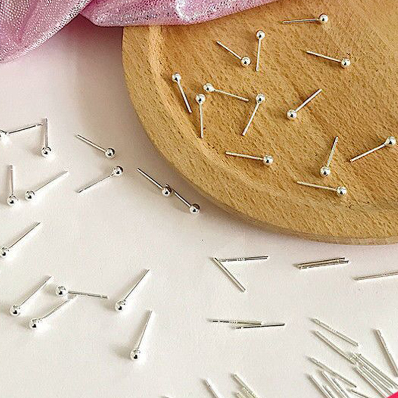 Ear studs 925 sterling silver female ear stick anti-inflammation ear pin sleep pick-free simple ear stick earrings silver ear studs