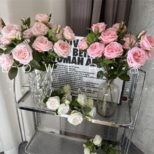 保湿手感荔枝玫瑰仿真花家居摆件高品质软装精品奥斯汀出口跨境