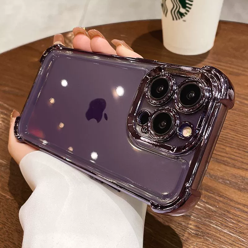 Чехол для телефона (Apple) iPhone 17/17 Pro Max — защита углов с воздушными подушками, гальванизированный прозрачный корпус