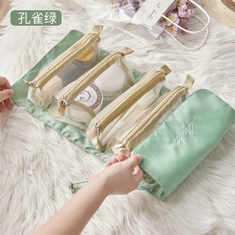 4 - en - 1 maquillaje lápiz de cejas bolsas de maquillaje portátiles para salir clasificadas bolsas de lavado de viaje desmontables bolsas de almacenamiento de cosméticos