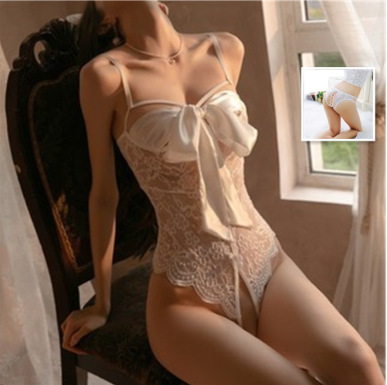 Lencería sexy gratis de arco sexy divertido pequeño pecho apretado coqueta pasión tentación de extremo abierto Mono para las mujeres más el tamaño