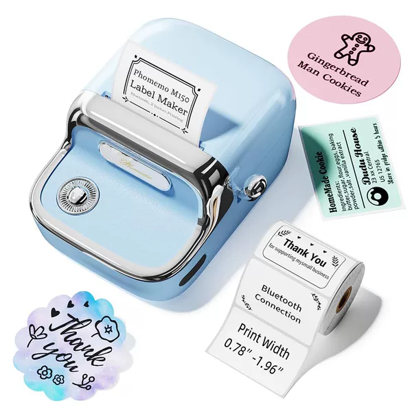Two-inch [M150 English version] Sky blue + 1 roll of printing paper