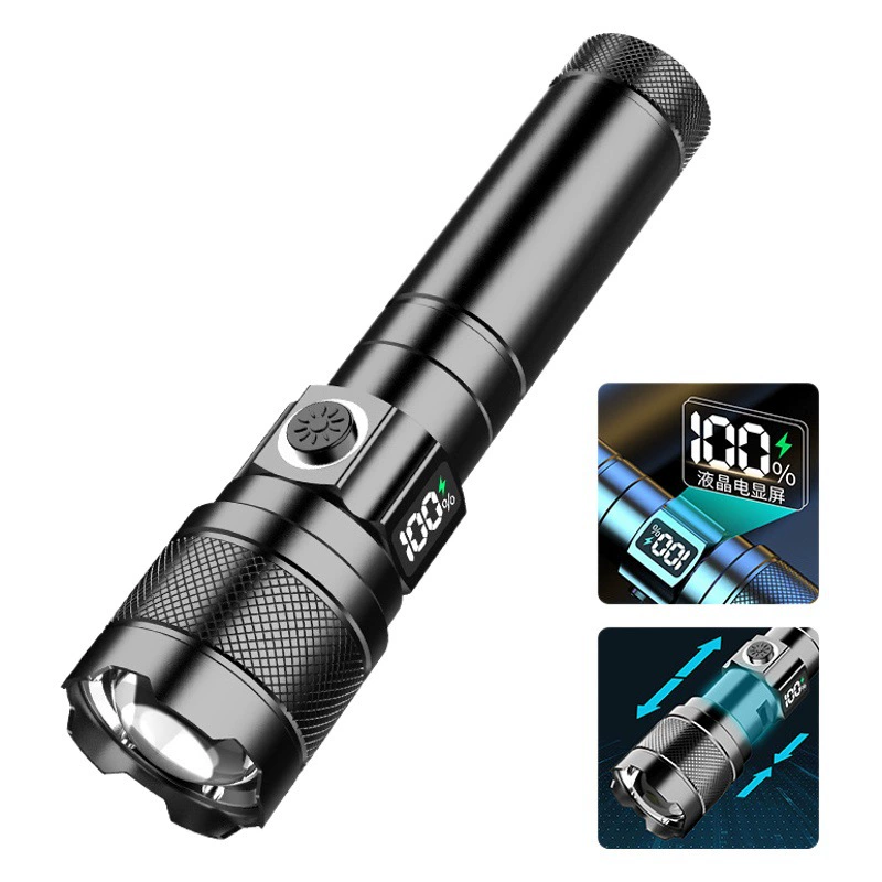 Трансграничный Новый ЖК-цифровой электрический фонарик, скрытая быстрая зарядка, алюминиевый сплав, лазерная пушка дальнего действия, поколение