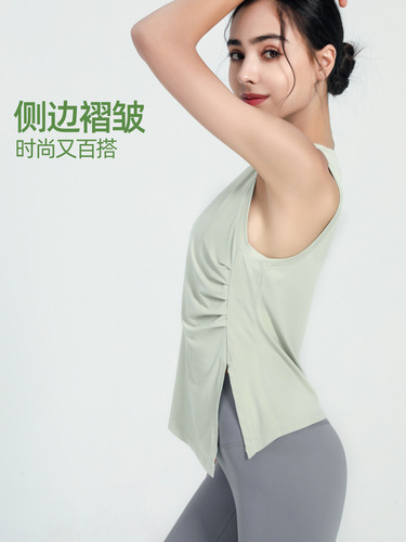 European and American yoga clothes tops women's summer sleeveless fitness vest quick-drying sports tops T-shirt workout clothes fitness clothes