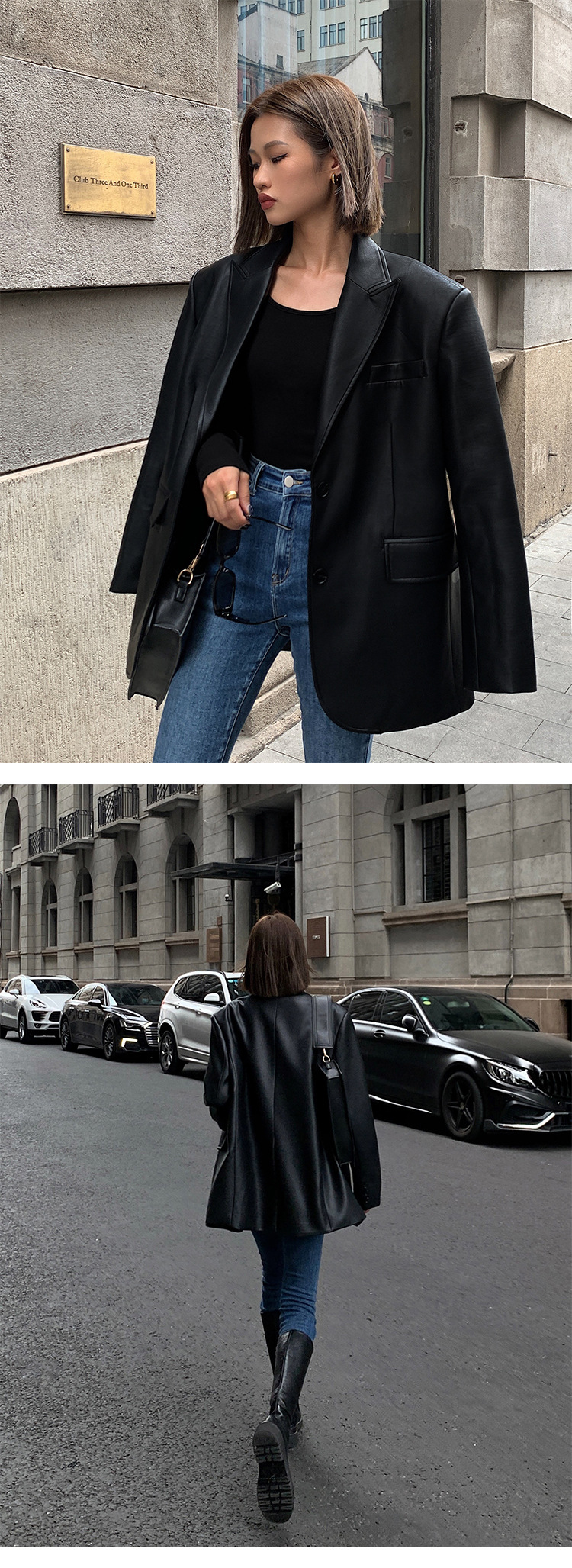 Single Breasted Placket Type Women's Streetwear Solid Color Pocket Single Breasted Leather Jacket Casual Jacket