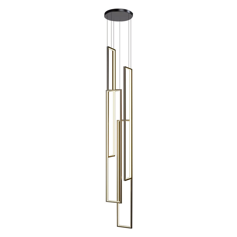 简约LED吊灯别墅复式楼中空loft旋转楼梯灯长方框客厅灯具家居|undefined