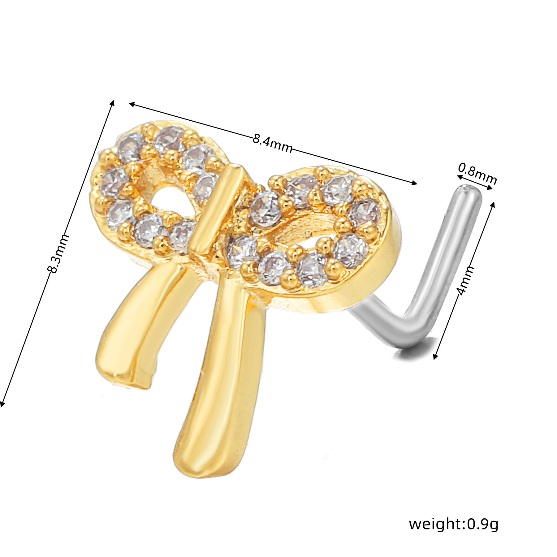 Fashion Bow Knot Copper Plating Zircon Nose studs 1 Piece
